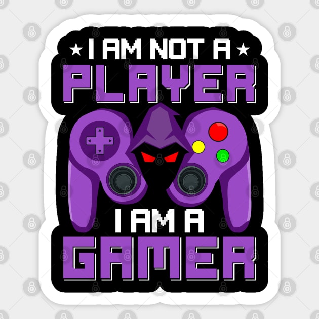 I'm Not A Player, I'm A Gamer Purple Game Controller Video Gamer Gift Sticker by BadDesignCo